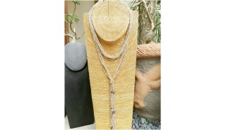 multiple strand beads beige necklaces double